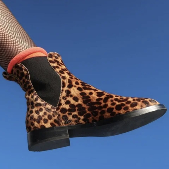 Rebecca Minkoff Leopard Print Sabeen Genuine Calf Hair Chelsea Boot NEW Size 7.5 - Picture 5 of 15